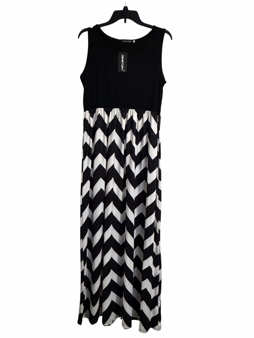 Dementors Black & White Chevron Maxi Dress - XL -NWT